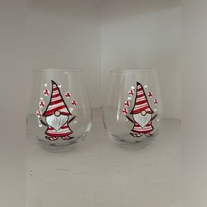 Set steam-less wine glasses, holiday elves, 20 oz